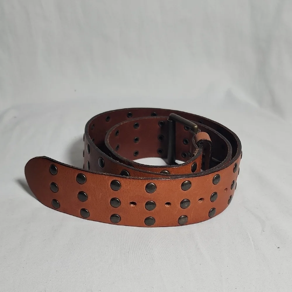 Source Unknown Brown Studded Belt